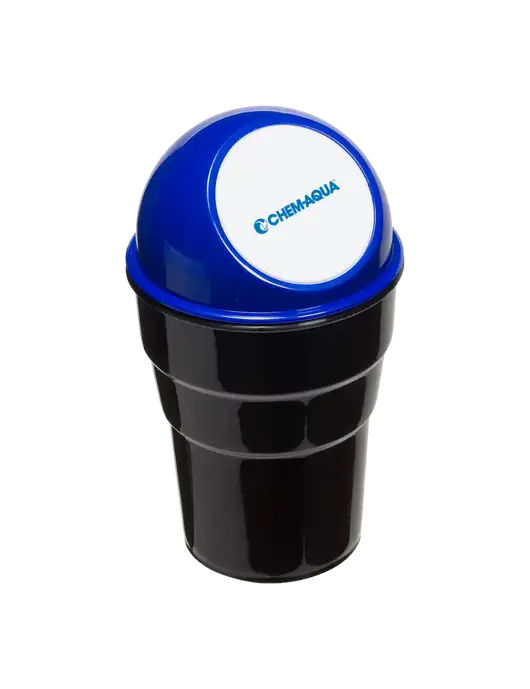 Blue Car Cup Holder Trash Can w/Chem-Aqua Logo