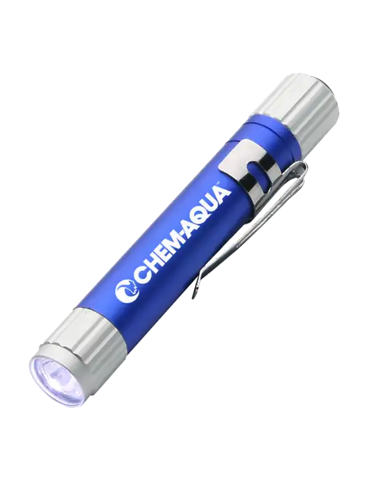 Blue Aluminum LED Penlight w/Chem-Aqua Logo