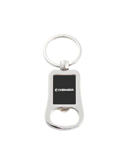 Silver & Black Bottle Opener Keychain w/Chem-Aqua Logo