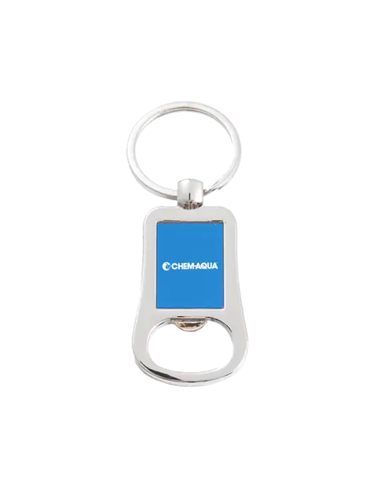 Silver & Blue Bottle Opener Keychain w/Chem-Aqua Logo