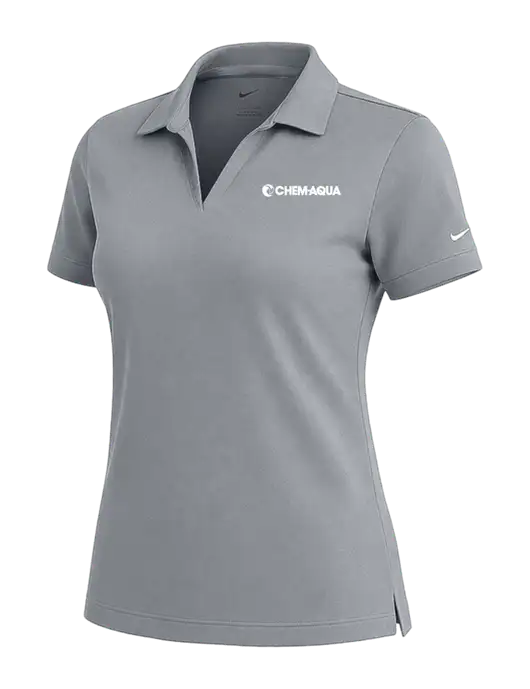 NIKE Medium Grey Womens Dri-Fit Micro Pique Polo w/Chem-Aqua Logo