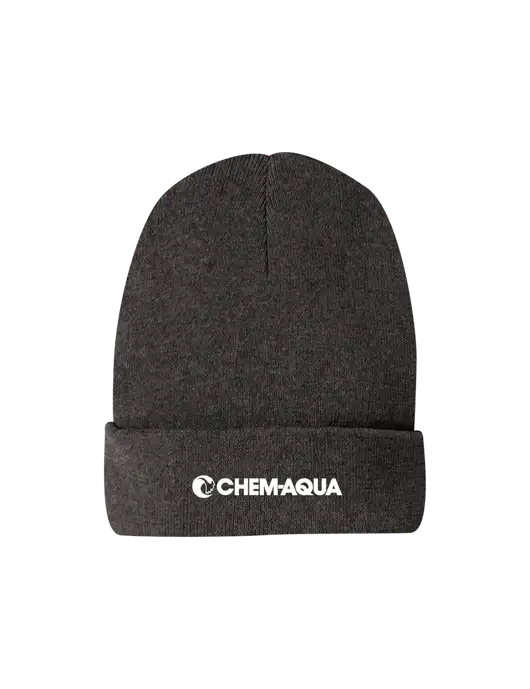 Recycled Charcoal Heather Beanie w/Chem-Aqua Logo