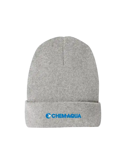 Recycled Light Heather Grey Beanie w/Chem-Aqua Logo
