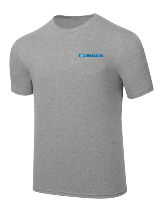 Simply Soft Heathered Light Grey 4.5oz  Poly/Combed Ring Spun Cotton T-Shirt w/Chem-Aqua Logo