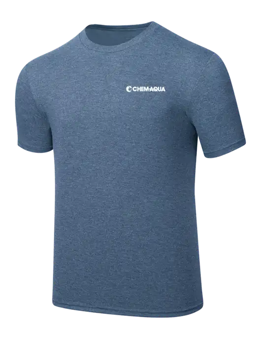 Simply Soft Light Slate Blue Heathered 4.5oz  Poly/Combed Ring Spun Cotton T-Shirt w/Chem-Aqua Logo