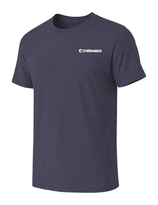 BELLA+CANVAS Heather Navy CVC Short Sleeve Tee w/Chem-Aqua Logo