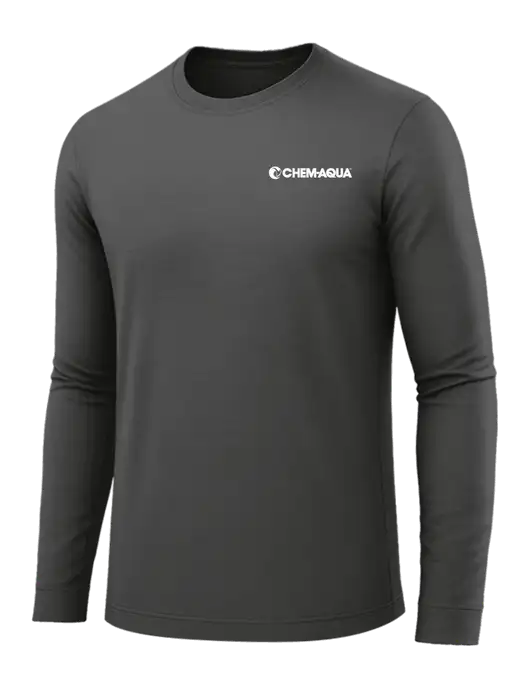Long Sleeve Dark Grey PosiCharge Competitor Tee w/Chem-Aqua Logo