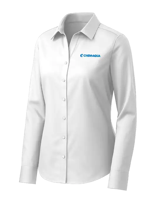 Brooks Brothers Womens White Wrinkle-Free Stretch Pinpoint Shirt w/Chem-Aqua Logo