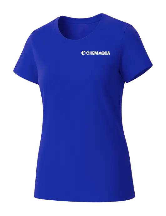 Womens Seriously Soft Royal T-Shirt w/Chem-Aqua Logo
