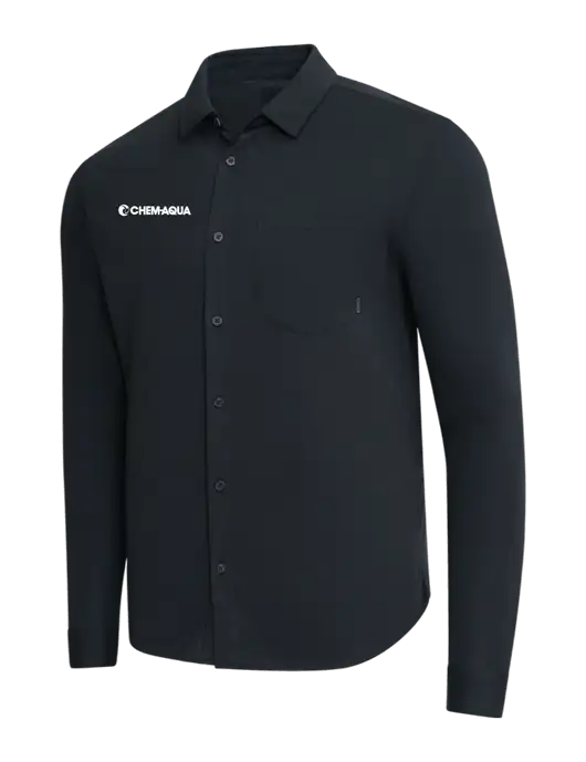 OGIO Black Extend Long Sleeve Button Up Shirt w/Chem-Aqua Logo