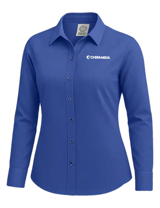 Brooks Brothers Womens Royal Blue Wrinkle-Free Stretch Nailhead Shirt w/Chem-Aqua Logo