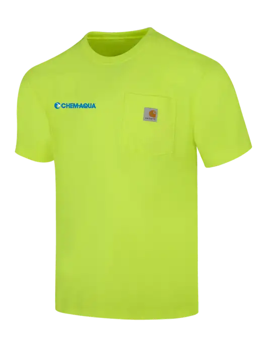 Carhartt Workwear Safety Yellow Pocket Short Sleeve T-Shirt w/Chem-Aqua Logo