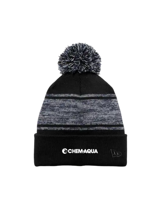 New Era Black/Navy Knit Chilled Pom Beanie w/Chem-Aqua Logo