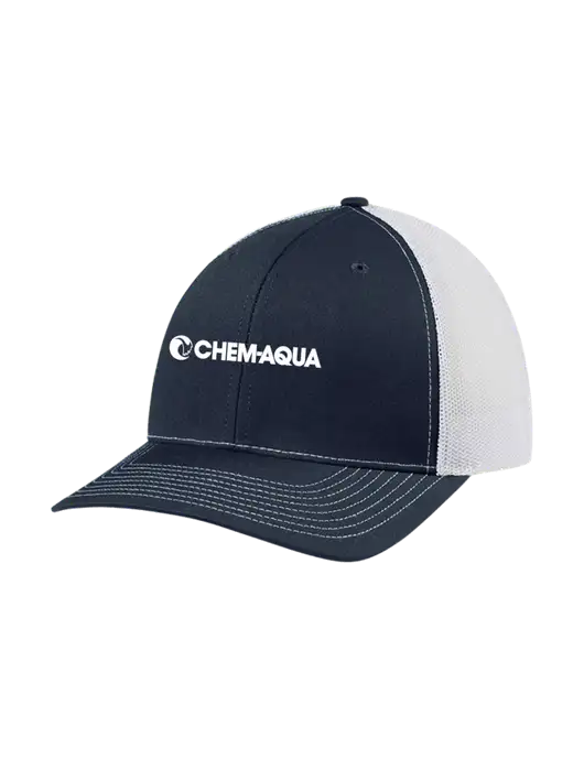Richardson Adjustable Snapback Original 112 Trucker Cap Navy w/White Mesh w/Chem-Aqua Logo