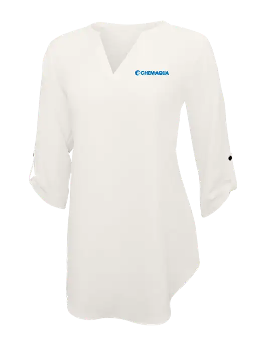 Ivory Womens 3/4 Sleeve Tunic Blouse w/Chem-Aqua Logo