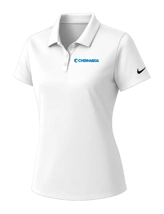 Nike Womens White Dry Essential Solid Polo w/Chem-Aqua Logo