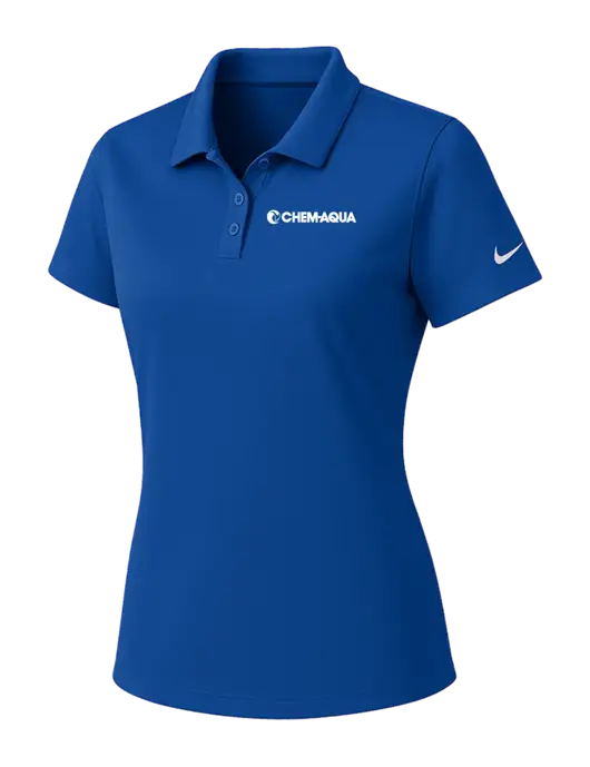 Nike Womens Dark Royal Dry Essential Solid Polo w/Chem-Aqua Logo