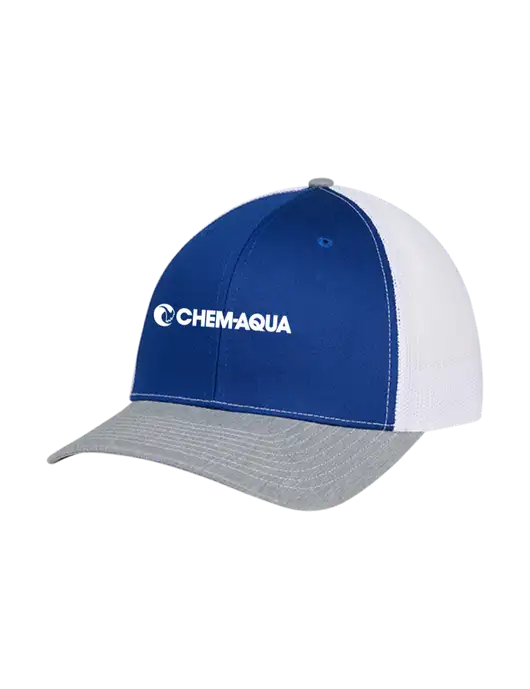 Richardson Adjustable Snapback Original 112 Trucker Cap Royal/HeatherGrey/White Mesh w/Chem-Aqua Logo
