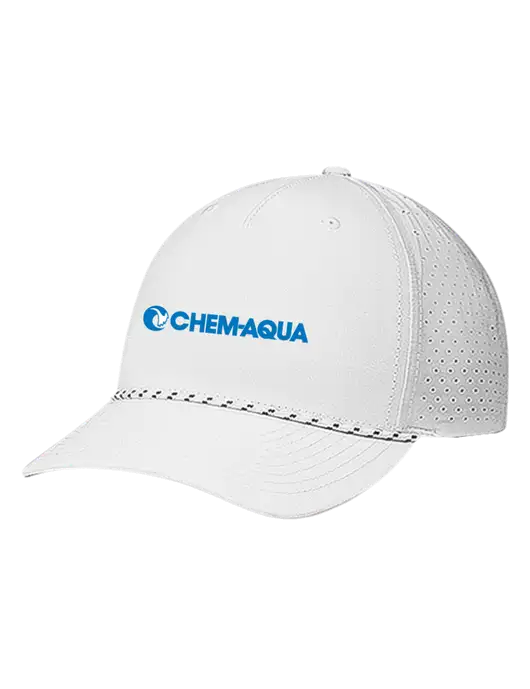 Richardson Laser Perf Performance White/White-Black Rope Cap w/Chem-Aqua Logo