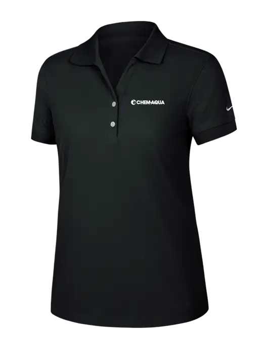 Nike Womens Dri-FIT Classic Black Polo w/Chem-Aqua Logo