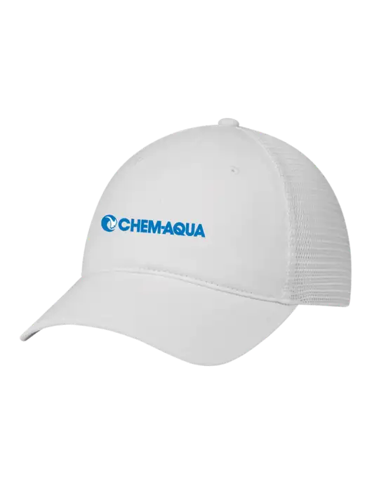 Richardson 111 Garment Washed Trucker Cap White w/White Mesh w/Chem-Aqua Logo