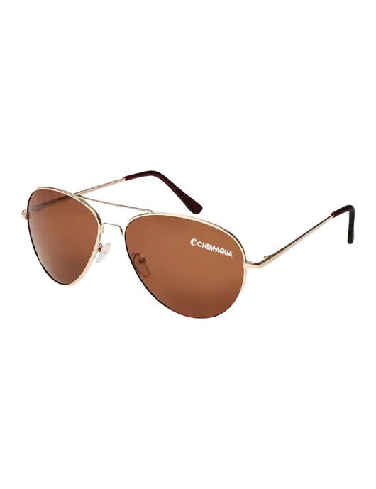 Aviator Coffee Brown with Gold Sunglasses  w/Chem-Aqua Logo