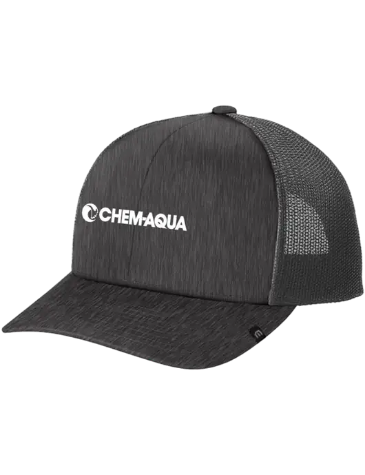 TravisMathew Very Dark Grey Heather Cruz Trucker Cap w/Chem-Aqua Logo